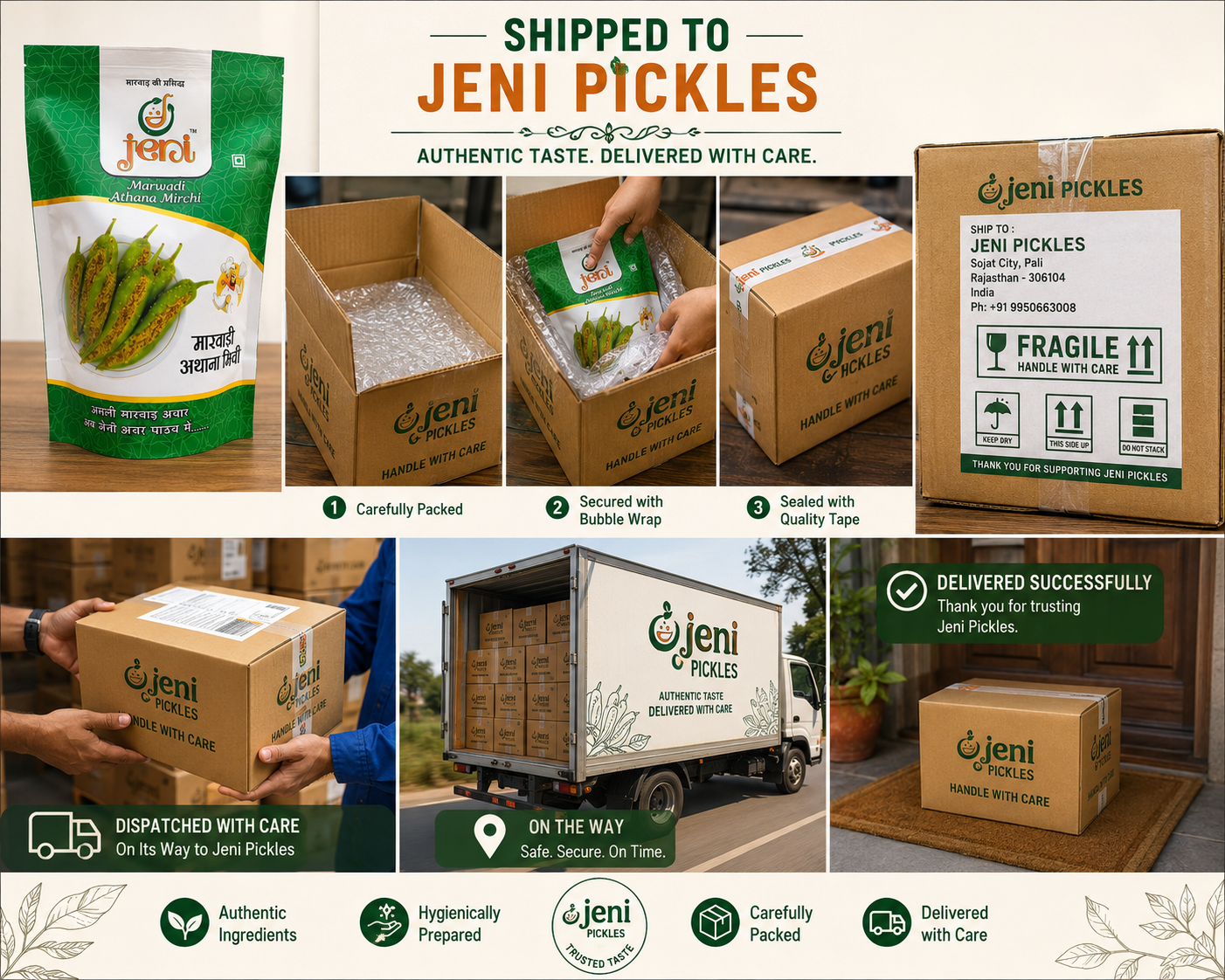 How Jeni Pickles packs and ships every order safely
